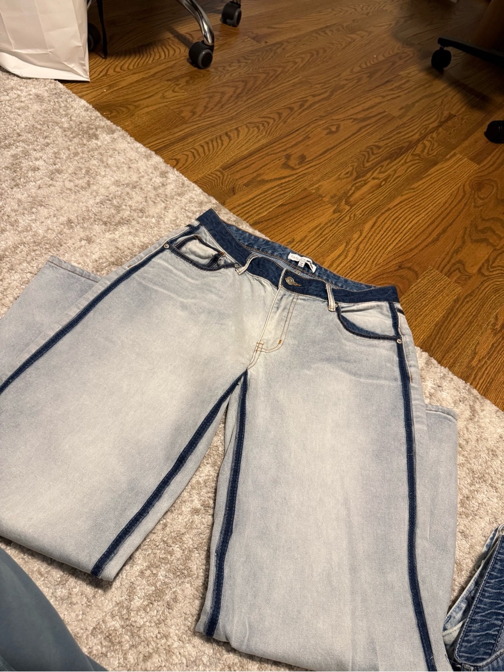 Light Wash Two-Tone Panel Jeans